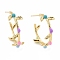 Colorful Enamel Branch Wrap Stud Earrings, Rack Plating Brass Half Hoop Earrings for Women, Cadmium Free & Lead Free & Nickle Free, Real 18K Gold Plated, 19x24x8mm, Pin: 0.7mm