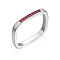 304 Stainless Steel Rhinestone Finger Ring, Rectangle, Indian Siam, 3mm, Inner Diameter: 19~21mm