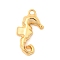 Brass Charms, Nickel Free, Real 18K Gold Plated, Sea Horse, 14x7x2mm, Hole: 1.2mm