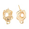 Brass Stud Earring Findings, with Horizontal Loops, Twist Teardrop, Nickel Free, Golden, 15.5x10.5mm, Hole: 1.4mm, Pin: 0.8mm