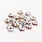 Brass Rhinestone Spacer Beads, Grade B, Wavy Edge, Rondelle, Silver, Mixed Color, 6x3mm, Hole: 1mm