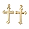 Brass Pendants, Lead Free & Cadmium Free, Cross Charms, Golden, 17.5x10x1mm, Hole: 0.8mm