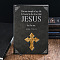 Rectangle Embossed Imitation Leather Notebooks, A5 Jesus Cross Pattern Travel Journals, Black, 215x145mm