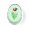 Transparent Acrylic Enamel Beads, Oval with Flower, Aquamarine, 23x17x9mm, Hole: 3.5mm