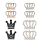 8Pcs 4 Style Crown Shape with Heart Hotfix Rhinestone, Crystal Glass Rhinestone, Costume Accessories, Sewing Craft Decoration, Mixed Color, 39~65x58.5~93x1.5~2mm, 2pcs/style