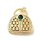 Brass Micro Pave Cubic Zirconia Pendants, with Jump Ring, Cadmium Free & Lead Free, Long-Lasting Plated, Bag, Real 18K Gold Plated, 19.5x18.5x5mm, Jump Ring: 5x1mm, 3mm Inner Diameter
