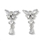 Brass Micro Pave Clear Cubic Zirconia Pendants, Cadmium Free & Nickel Free & Lead Free, Butterfly, Platinum, 21.5x13x4mm, Hole: 1.8mm