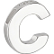Sterling Silver Beads, with S925 Stamp, Letter A~Z, Letter C, 8x9mm, Hole: 4mm