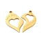 304 Stainless Steel Split Pendants, Left and Right, Couples Charms, Heart with Love You & Miss You Charm, Golden, 20~22x13~14x2mm, Hole: 1.6mm, 2pcs/set