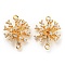 Brass Micro Pave Clear Cubic Zirconia Connector Charms, Cadmium Free & Nickel Free & Lead Free, 3D Flower Links, Real 18K Gold Plated, 17x13x6.5mm, Hole: 1.2mm and 1mm.