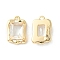Brass Micro Pave Clear Cubic Zirconia Charms, Cadmium Free & Nickel Free & Lead Free, Irregular Rectangle Charm, Real 18K Gold Plated, 13.5x9x4mm, Hole: 1.2mm