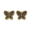 Ion Plating(IP) 304 Stainless Steel Enamel Charms, Real 18K Gold Plated, Butterfly Charm, Black, 13x15.5x1.5mm, Hole: 1mm