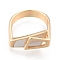Natural Shell Trapezoid Open Cuff Ring, Brass Jewelry for Women, Cadmium Free & Nickel Free & Lead Free, Real 18K Gold Plated, US Size 5(15.7mm)
