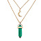 Dyed Natural Jasper Cone Pendant Double Layer Necklace, with Moon Charms, 19.69 inch(50cm)