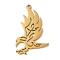 304 Stainless Steel Pendants, Laser Cut, Crow Charm, Real 18K Gold Plated, 35x22x1mm, Hole: 1mm