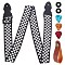 1 Set Guitar Accessory Set, with Polyester & PU Leather Strap, Microfiber & Iron Neck Strap, Silicone Strap Buckle, Plastic Guitar Picks, Tartan, 80~137cm, 50mm, 7pcs/set