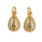 Brass Micro Pave Cubic Zirconia Pendants, Conch Shape Charms, Rack Plating, Long-Lasting Plated, Cadmium Free & Lead Free, with Jump Ring, Real 18K Gold Plated, 11x6x2.5mm, Hole: 2mm