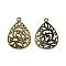 Tibetan Style Alloy Filigree Teardrop Pendants, Cadmium Free & Nickel Free & Lead Free, Antique Bronze, 34x22x3.5mm, Hole: 2mm