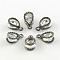 Teardrop Alloy Charms, with Cubic Zirconia, Gunmetal, 13x8x6mm, Hole: 1mm