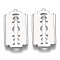 Brass Pendants, Nickel Free, Blade Shape, Real Platinum Plated, 25.5x14x2mm, Hole: 1mm
