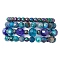 4Pcs Round Natural Chrysocolla & Lapis Lazuli Beads Stretch Rings for Unisex, Glass Beads Finger Rings, Mixed Color, 2~4.5mm, Inner Diameter: 20mm