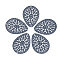430 Stainless Steel Filigree Pendants, Spray Painted, Etched Metal Embellishments, Teardrop, Medium Blue, 39x28x0.5mm, Hole: 1.5mm