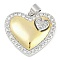 Rack Plating Heart Brass Micro Pave Clear Cubic Zirconia Pendants, Long-Lasting Plated, Cadmium Free & Lead Free, Real 18K Gold Plated, 20.5x22x5mm, Hole: 4x3.5mm