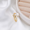 Natural Freshwater Pearl with Clear Cubic Zirconia Cuff Rings, Golden, Leaf, Inner Diameter: 15~19mm