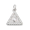 Rack Plating Brass Clear Cubic Zirconia Pendants, with Jump Ring, Long-Lasting Plated, Lead Free & Cadmium Free, Triangle Charms, Platinum, 14x13x2mm, Hole: 3mm