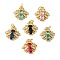 Brass Micro Pave Cubic Zirconia Pendants, Cadmium Free & Nickel Free & Lead Free, Real 18K Gold Plated, Bee, Mixed Color, 15x15x4mm, Hole: 3mm