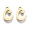 201 Stainless Steel Charms, Laser Cut, Alphabet, Golden, Letter.C, 12x8x1mm, Hole: 1.4mm