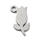 Non-Tarnish Laser Cut 304 Stainless Steel Charms, Rose Charms, Stainless Steel Color, 11x5.5x1mm, Hole: 1.2mm