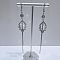 Exaggerated Clear Cubic Zirconia Tassel Dangle Earrings, Fashionable Sparkling, Leaf, Silver, 110mm