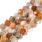 Natural Rutilated Quartz Beads Strands, Star Cut Round Beads, Faceted, 9~10x10mm, Hole: 1mm, about 39pcs/strand, 15.16''~15.39''(38.5~39.1cm)