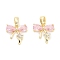 Brass Micro Pave Cubic Zirconia Pendants, Cadmium Free & Nickel Free & Lead Free, Real 18K Gold Plated, Bowknot, Pink, 13x13x3.5mm, Hole: 5x3mm