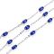 304 Stainless Steel Cable Chains, with Enamel Oval Beads, Soldered, with Spool, Flat Oval, Stainless Steel Color, Blue, 5x2.5mm, Link: 2x1.6x0.3mm, about 32.8 Feet(10m)/roll