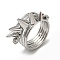 Spike Brass Finger Rings, Wide Finger Ring, Cadmium Free & Nickel Free & Lead Free, Real Platinum Plated, Inner Diameter: 18mm