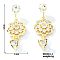 Cute Hollow Out Flower Stud Earrings with Rhinestones, Golden, 43x15mm