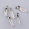 Electroplate Natural Quartz Pendants, with Iron Findings, Platinum, 35~47x10~16x10~15mm, Hole: 6x3mm