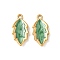 304 Stainless Steel Enamel Pendants, Ion Plating(IP), Leaf Charm, Golden, Green, 24x11.5x3mm, Hole: 1.8mm