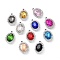 Alloy Rhinestone Pendants, Platinum Tone Oval Charms, Mixed Color, 22.5x15.5x6mm, Hole: 2mm