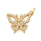 Rack Plating Brass Micro Pave Cubic Zirconia Pendants, Long-Lasting Plated, Lead Free & Cadmium Free, Real 18K Gold Plated, Butterfly Charms, with Jump Ring, Clear, 14x17.5x3mm, Hole: 3mm