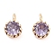 Brass Micro Pave Cubic Zirconia Charms, Cadmium Free & Nickel Free & Lead Free, Real 18K Gold Plated, Round, Violet, 5.5x4x3mm, Hole: 1.2mm
