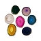 Natural Agate Coaster, Agate Slices, with Brass Edage, Nugget, Mixed Color, 85~97x71~78x4~6mm