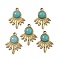 Natural Amazonite Pendants, Maple Leaf Charms, with PVD Vacuum Plating Real 18K Gold Plated 201 Stainless Steel Findings, 23x18.5x5.5mm, Hole: 1.8mm
