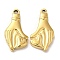 Ion Plating(IP) 304 Stainless Steel Pendants, Palm with Heart Charm, Real 18K Gold Plated, 22x12x3.5mm, Hole: 1.2mm