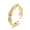 Clear Cubic Zirconia Horse Eye Cuff Rings, Cadmium Free & Nickel Free & Lead Free, Brass Open Rings for Women, Real 18K Gold Plated, US Size 6 1/2(16.9mm)