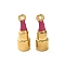 304 Stainless Steel Pendants, with Enamel, Lipstick Charm, Ion Plating(IP), Real 18K Gold Plated, 17x6mm, Hole: 1.2mm