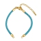 Nylon Cords Bracelet Makings Fit for Connector Charms, with Brass Findings and 304 Stainless Steel Lobster Claw Clasps, Long-Lasting Plated, Turquoise, 6-1/2~6-3/4 inch(16.5~17cm), Hole: 1.8mm