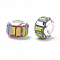 Glass European Beads, Large Hole Beads, with Brass Core, Faceted, Rondelle, Platinum, Colorful, 9x7mm, Hole: 5mm